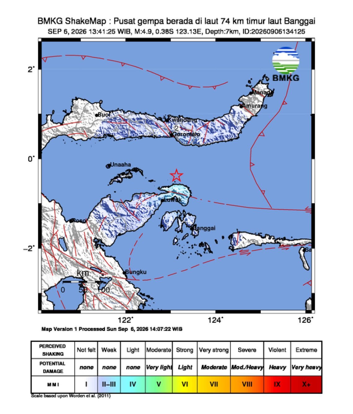 Peta guncangan (shakemap): BMKG
