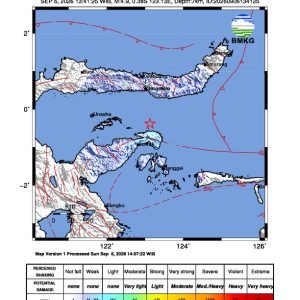 Peta guncangan (shakemap): BMKG