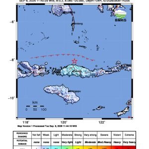 Peta guncangan (shakemap): BMKG