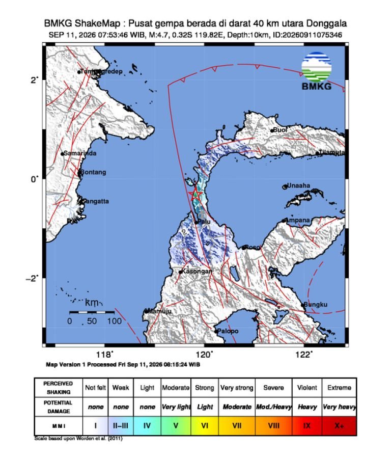 Peta guncangan (shakemap): BMKG
