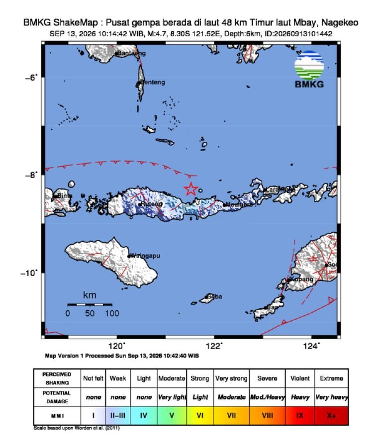 Peta guncangan (shakemap): BMKG