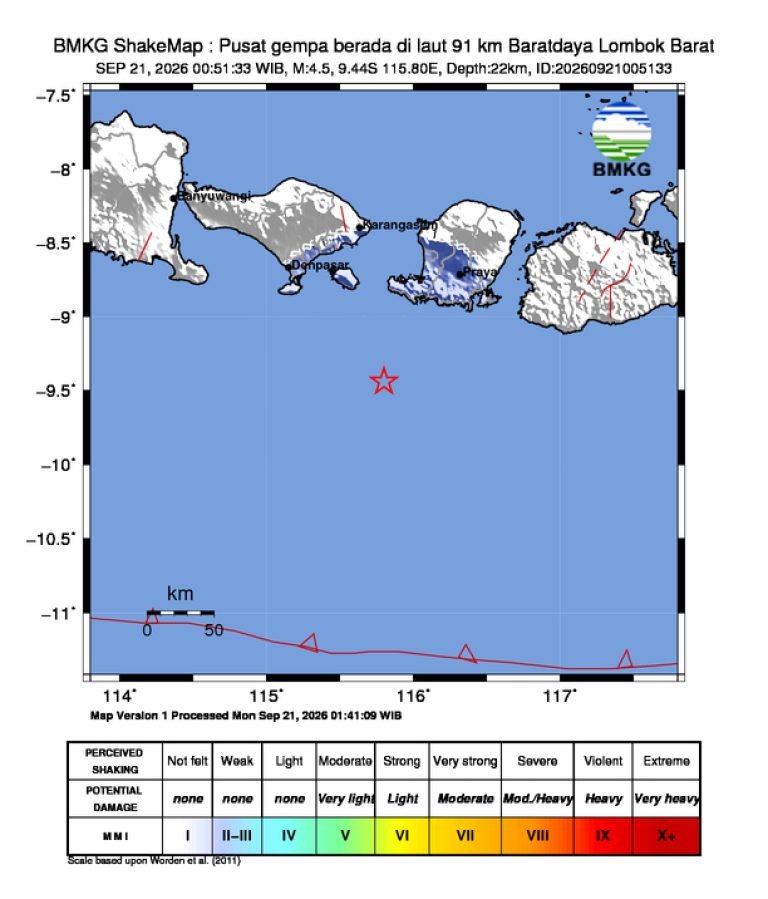 Peta guncangan (shakemap): BMKG