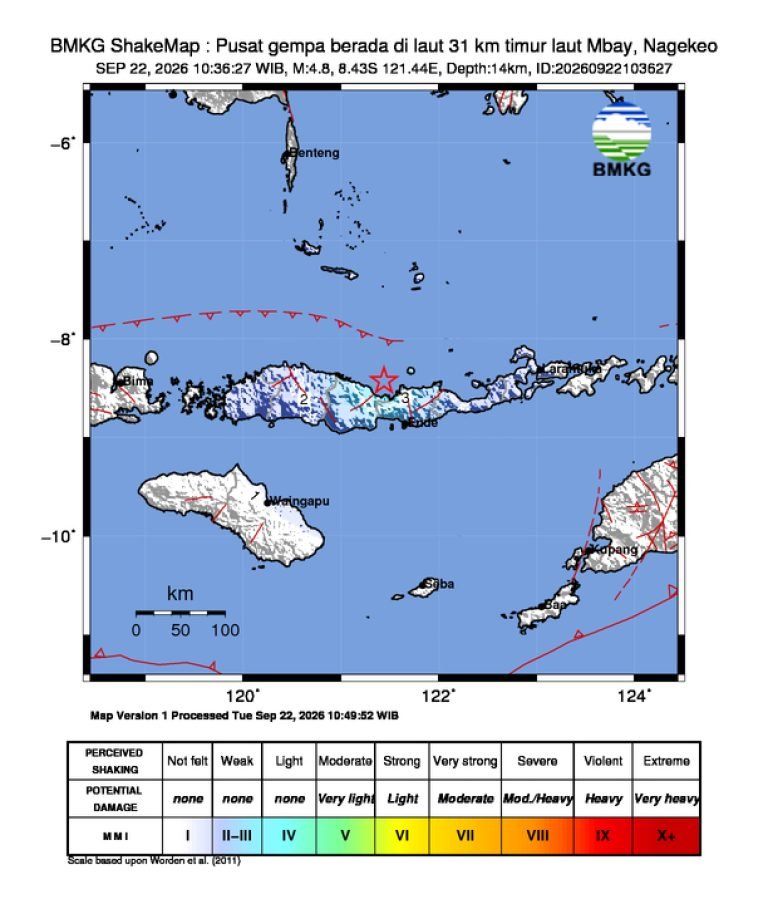 Peta guncangan (shakemap): BMKG