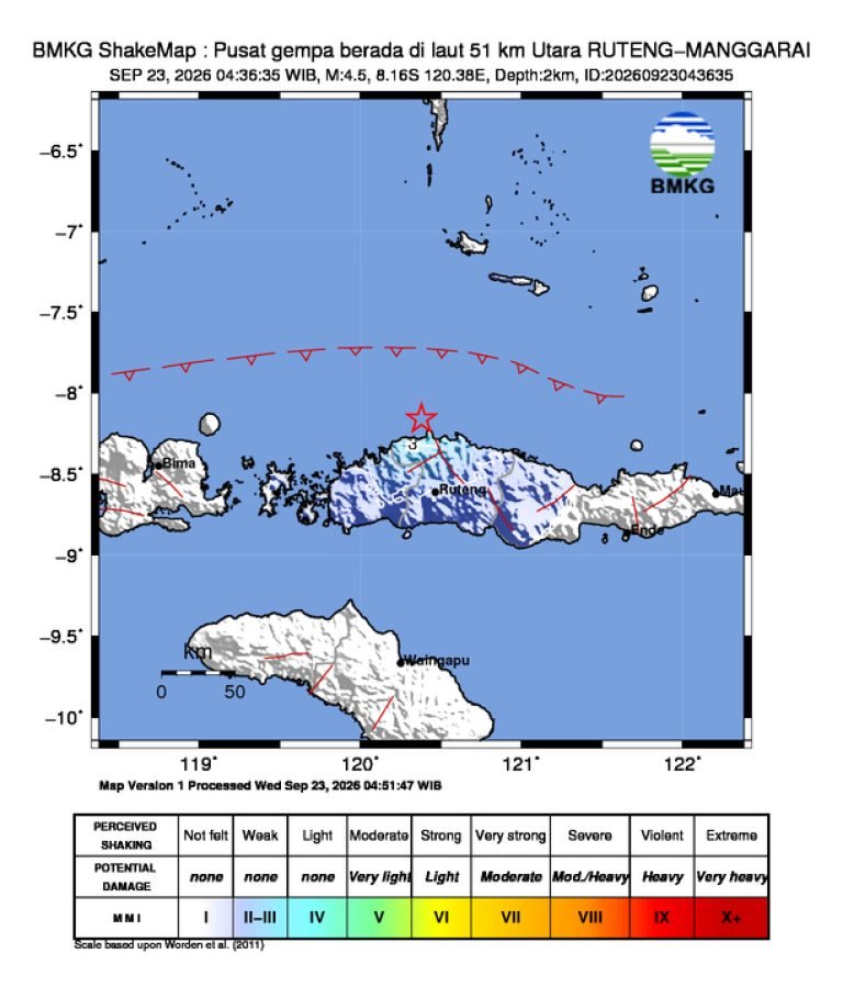 Peta guncangan (shakemap): BMKG