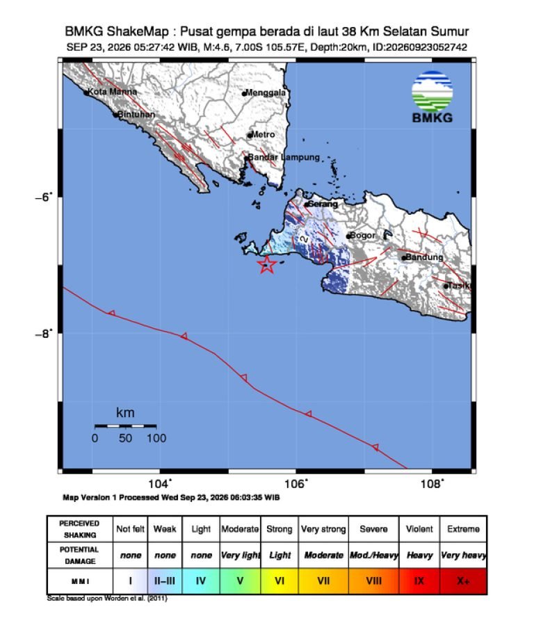 Peta guncangan (shakemap): BMKG