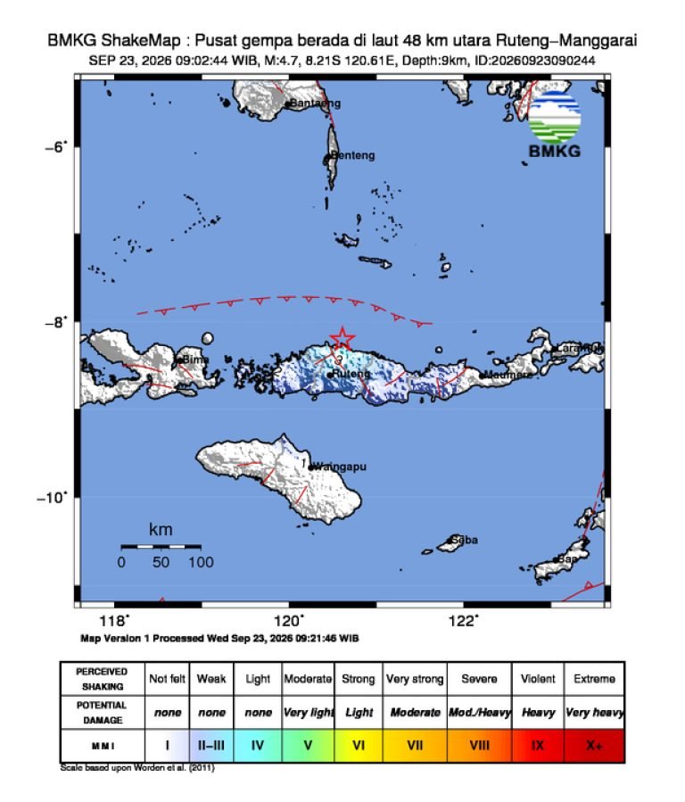 Peta guncangan (shakemap): BMKG