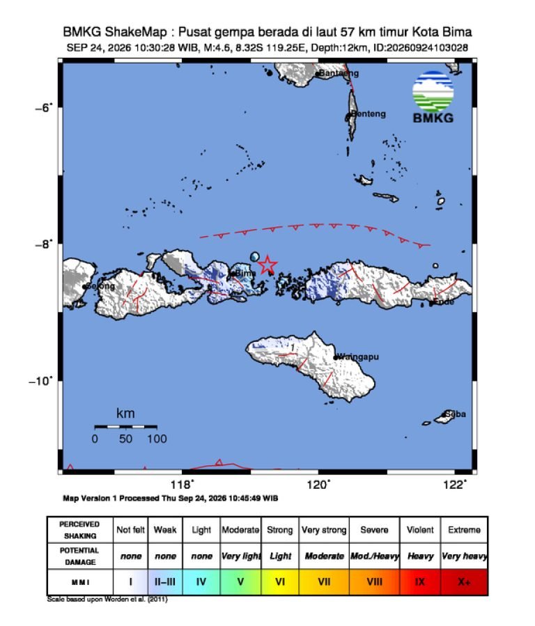 Peta guncangan (shakemap): BMKG