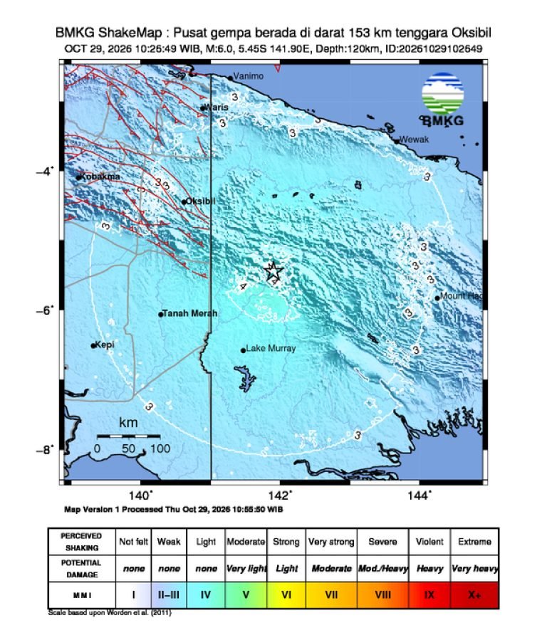 Peta guncangan (shakemap): BMKG